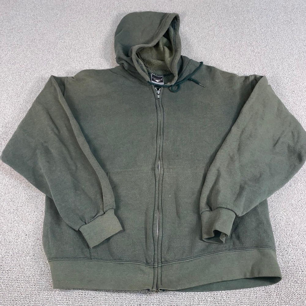 Cheetah Full Zip Hoodie Mens Medium Green Fleece Sweatshirt Long Sleeve Athletic